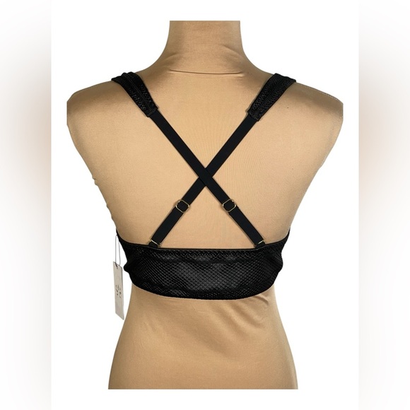 GIGI C ~Black Textured Women's Bralette NWT Large - Picture 2 of 7